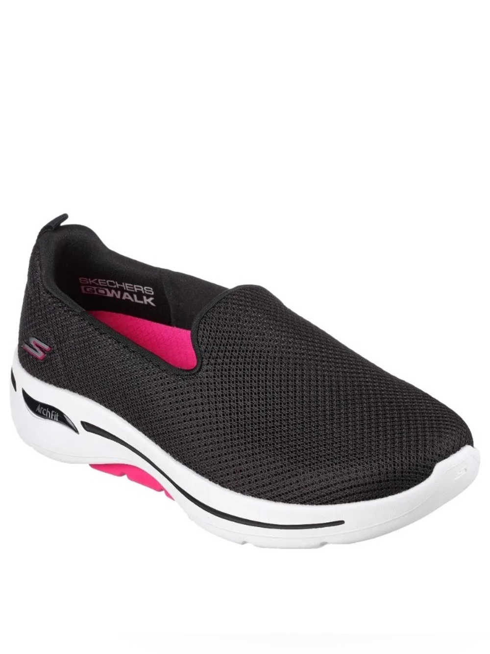 Skechers GO WALK Arch Fit Women’s Slip On Shoes Black Pink Size 8